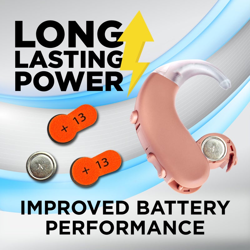 PowerMax بطاريات سماعات الأذن Powermax حجم 13، 120 عدداً، عبوة بطارية طويلة الأمد، شريط برتقالي طويل لتسهيل التغيير - Image 3